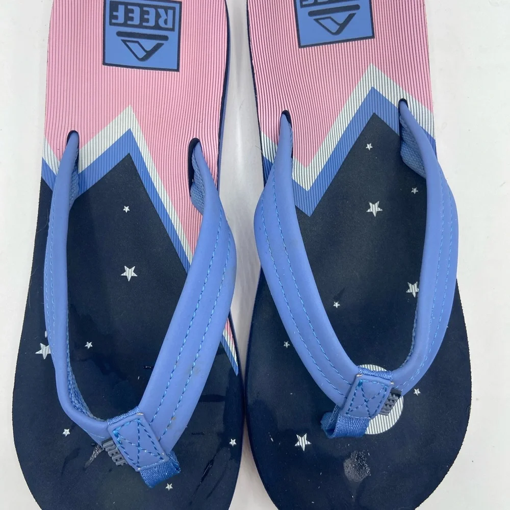 Reef Blue and Pink Flip Flops girls size 6